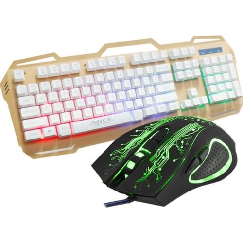 Backlight Keyboard Mouse Set LED Mechanical Feel IMICE Waterproof Wired Gaming Keyboard Mouse Kit Combo for PC Computer Laptop