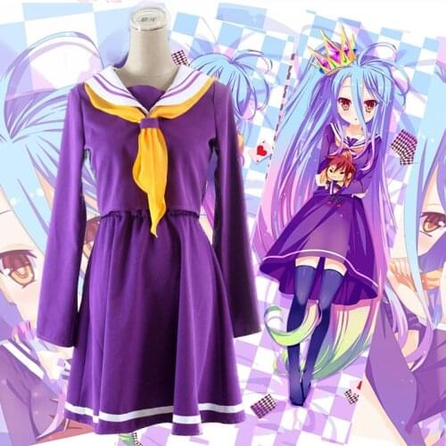Anime No Game No Life Cosplay Shiro Costume Halloween Party Women Dresses Japanese Sailor Suit School Uniform Role Play C60K168