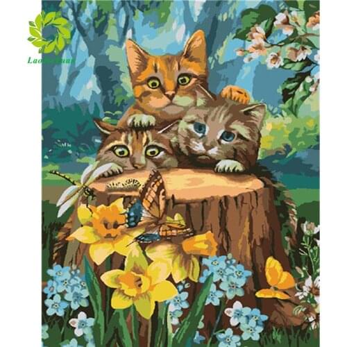 LaoJieYuan 5D DIY Diamond Painting animal Cat dog Rhinestones Pictures Diamond Embroidery Animal Mosaic Moon Wall Art Decoration