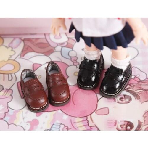M0063 children handmade toy 1/12 ob11 Doll blyth BJD/SD doll Accessories GSC cute brown black color Uniform shoes 1pair