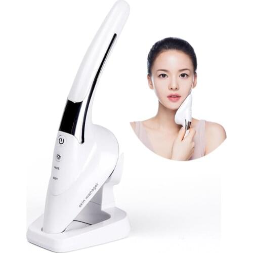 Microcurrent Iron Vibrating Massager Heat Iontophoresis Wrinkles Remover Face Lifting Facial Machine Body Skin Tightening Device