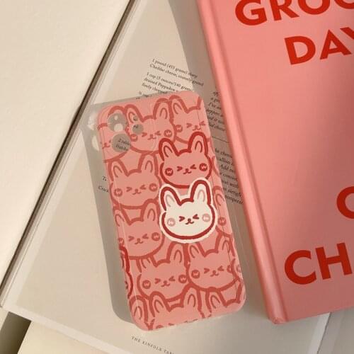 Retro sweet rabbit doll bunny kawaii Japanese Phone Case For iPhone 11 12 Pro Max Xr Xs Max 7 8 Plus 7Plus case Cute Soft Cover