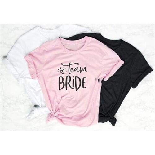 New Fashion Short Sleeve Cotton T-Shirt Team Bride Letters Print T-Shirt Harajuku Summer Cute Loose T-shirt Women Casual Tops