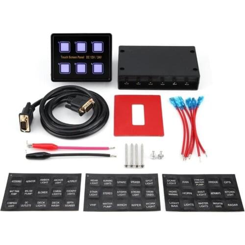 1 Set 12V / 24V 6 Gang Switch Panel Touch Screen Control Panel Box LED Switch Panel Accessories for Car Boat Universal 2019 New