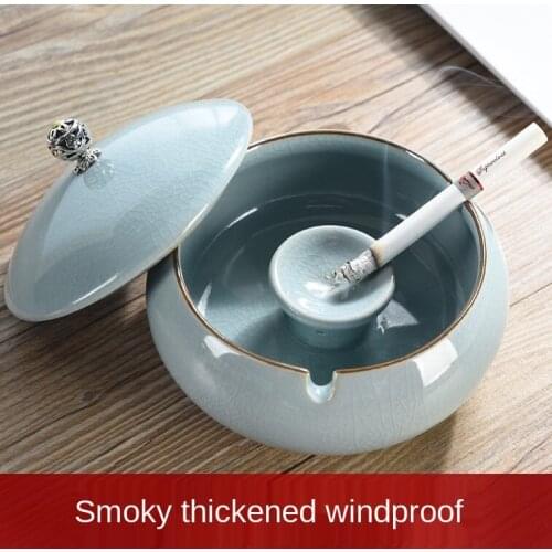 Ceramic Ashtray Home Personality Fashion Creative Trend Living Room Office Anti-Gray with Lid Home Customization