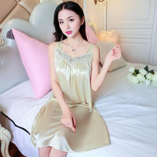 Sexy Summer New Ladies Long Nightgown Fat&Big Big Casual Home Dress Sleeveless Sleepwear Ice Silk Nightdress Sleeping Dress