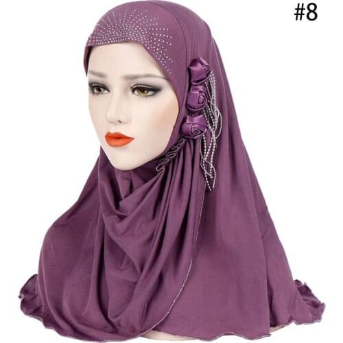 New muslim diamonds instand hijab islamic plain jersey headscarf malaysia hijab foulard femme musulman arab headwrap