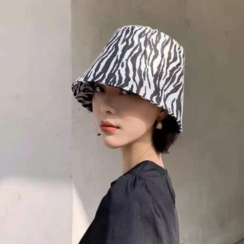 2021 New Fashion Summer Sun Hat for Women Outdoor Fedoras Sun Hats Bucket Hats Anti-UV Female ins Zebra pattern Fisherman Cap