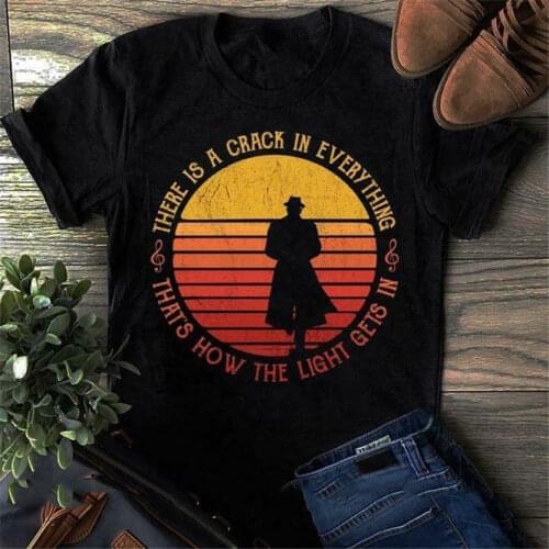 There Is A Crack In Everything Thats How The Light Gets In Mens Black T Shirt XS-3XL Pure Cotton Slogan Quote Custom Tee Shirt