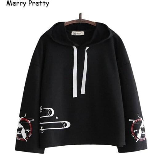 Merry Pretty Cotton Womens Cartoon Print Harajuku Hoodies Sweatshirts 2020 Winter Long Sleeve Cute Hooded Tracksuits Pullovers