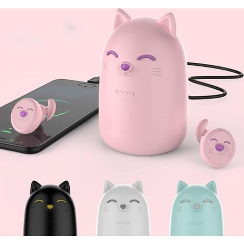 TWS Earbuds Wireless Stereo Sound Bluetooth 5.0 Earphone Cute Headset 2000mAh Battery Kitty Pink Bear Gray Elf Black Four Colors