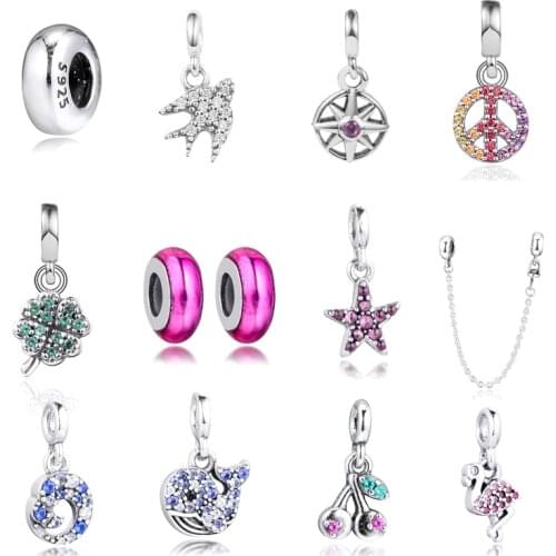 925 Sterling Silver Small Hole Beads My Spacer Compass Peace Mini Charm Fits Pandora Me Bracelets Charms Jewelry Gift for Women
