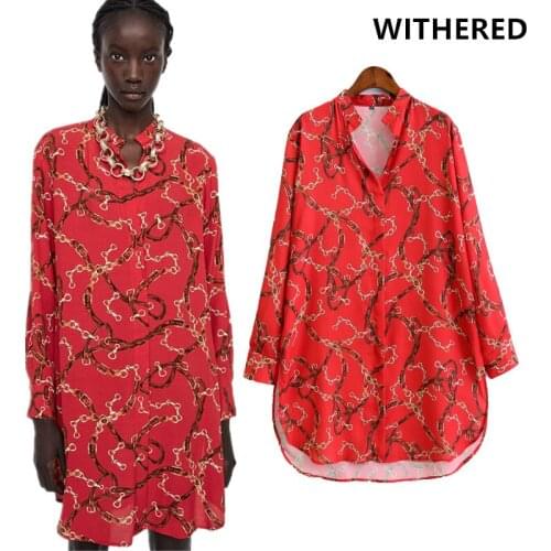 Jenny&Dave winter dress women vestidos england high street Chain printing loose mini vestidos de fiesta party plus size tops