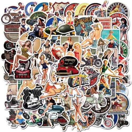 100pcs/SET Retro Cool Girl Series Sticker Waterproof Car Laptop Skateboard Surfboard Luggage Bicycle Kids Toy Home Decor