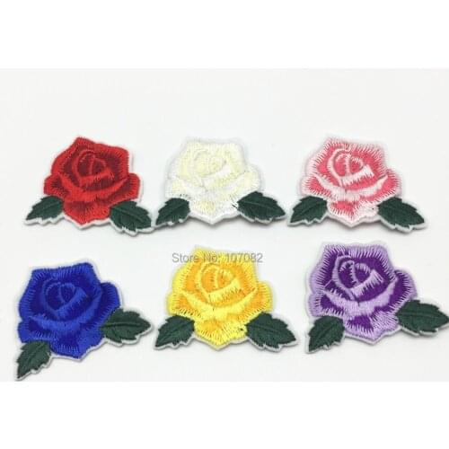 100pcs Embroidered Sewing Iron on Roses Flowers Patches Sewing Patch for clothes embroidery DIY Crafts Sticker Badge 3.3x4.6cm