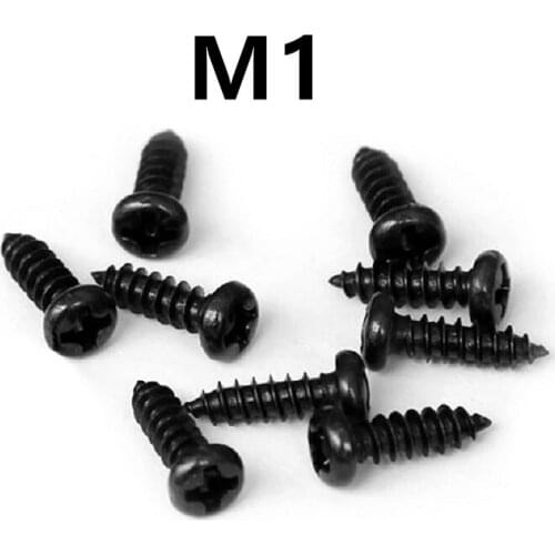 1000pcs/lot M1x4/5mm GB845 PA Carbon steel black cross round head self-tapping screw