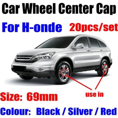 20pcs 60mm 69mm Wheel Center Cap Covers Red Silver Black Emblem For Honda CRV Civic Accord CITY Fit Pilot Crossroad car styling
