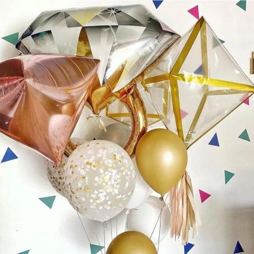 22inch transparent diamond balloon Square wire frame golden rose gold Foil ballon Photo props Wedding birthday party decoration