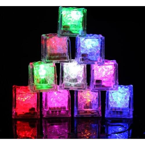 3Pcs LED Light Ice Cubes Luminous Night Lamp Party Bar Wedding Cup Decoration LED Ice Cubes Glowing Cup Beer Cup Water Mug glass