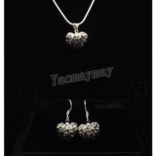 Fashion Heart Jewelry Set Gradient Black Earrings And Necklace 5 Sets Wholesale Free Shipping