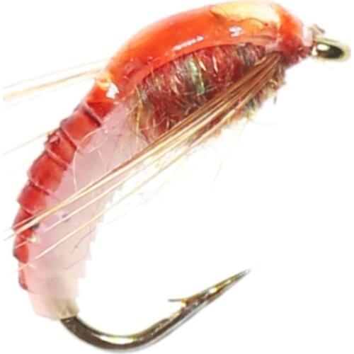 6PCS/Set Fishing Copper Bead Head Nymph Trout Artificial Fishing Bait Single Metal Barbed Hook Lures