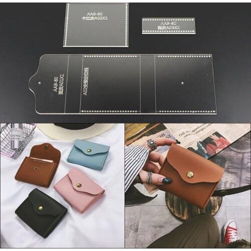 Acrylic Stencil Laser Cut Template DIY Leather Handmade Craft Short wallet Sewing Pattern 11.5*9.5*2cm