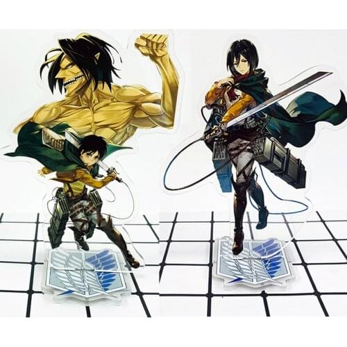 Anime Attack on Titan Acrylic Figure Stand Model Toy Levi Ackerman Mikasa Eren Action Double Side Desk Decoration Size 15cm