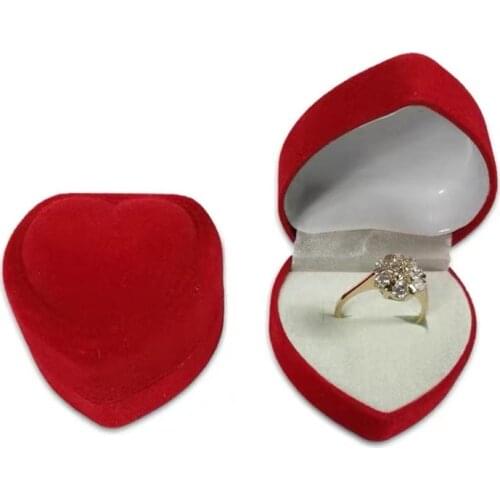 1PC Red Heart Shape Velvet Earrings Ring Box Jewelry Display Case Holder Gift Boxes Romantic Organizer Engagement Ring Boxes