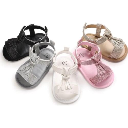Baby Girl Sandals For Newborn Summer Bebek Sandalet Leather Tassel With Bow Infant Toddler Sandals Rubber Soles Kids Shoes