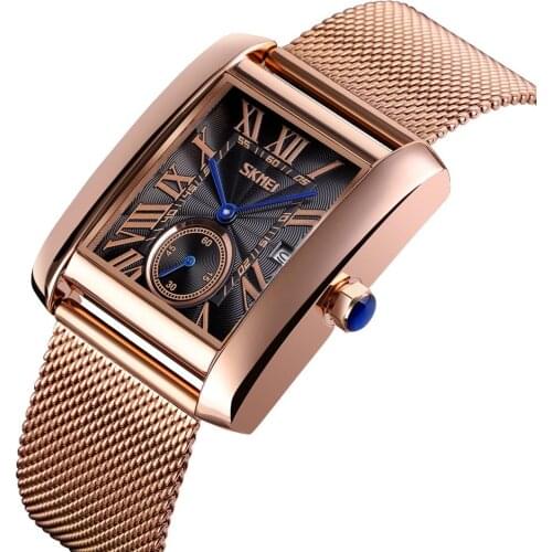 Luxury Quartz Watch Mens Watch Brand SKMEI Rose Gold Stainless Steel Men Wristwatch Date Display Quartz Bracelet Business Clock