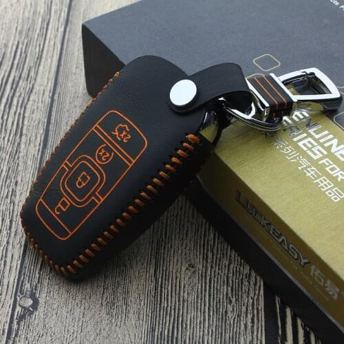 Luckeasy car key case key chain for lincoln MKZ MKC 2017 car key Case Remote Key Shell leather