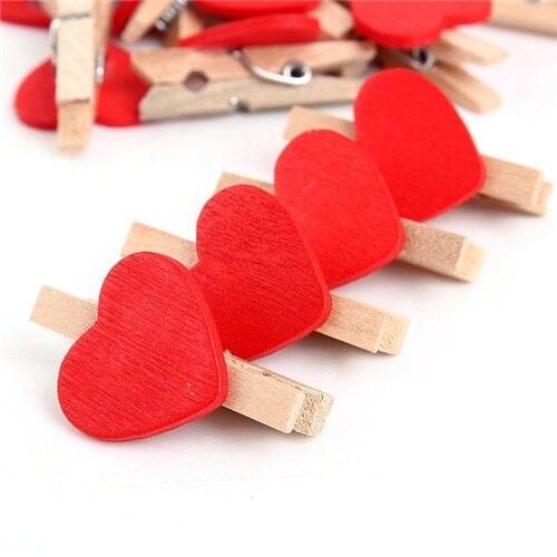 10'lu Heart shaped Wooden Pegs 3.5cm (10'lu Set-12 Package)