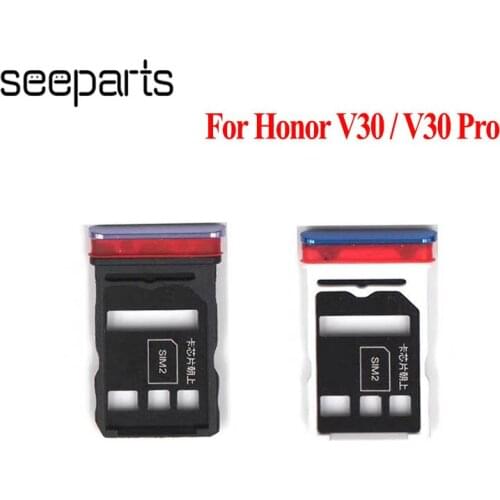 Sim Tray Holder For Huawei Honor V30 Pro Sim Card Tray Slot Holder Adapter Socket Repair Parts For Honor V30 Sim Tray Holder