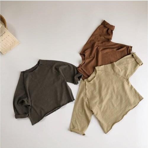 CHILDRENS Long-sleeved T-shirt 2020 Spring Korean Child Baby Slub Cotton Solid Color Base Shirt MORI