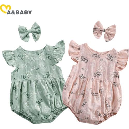 Ma&Baby 0-24M Summer Flower Newborn Infant Baby Girls Romper Ruffles Floral Sleeveless Jumpsuit Sunsuit Costumes Outfits