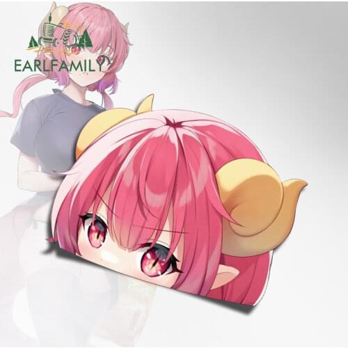EARLFAMILY 13cm x 9.4cm for Miss Kobayashis Dragon Maid Ilulu Car Stickers Windows Decals Personality Vinyl Car Door Protector