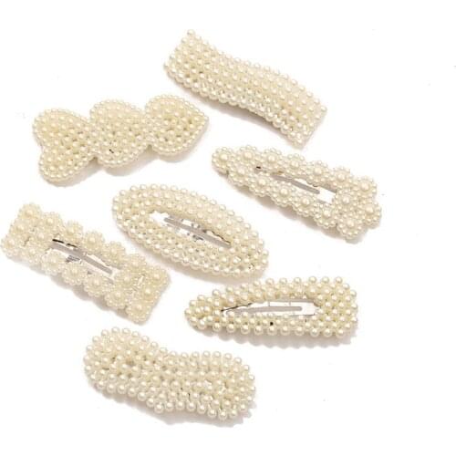 Elegant Pearl Hair Clips For Women Girls Metal Snap Barrette Stick Hairpin Gold Handmade Korean Design Hair Styling Accessories