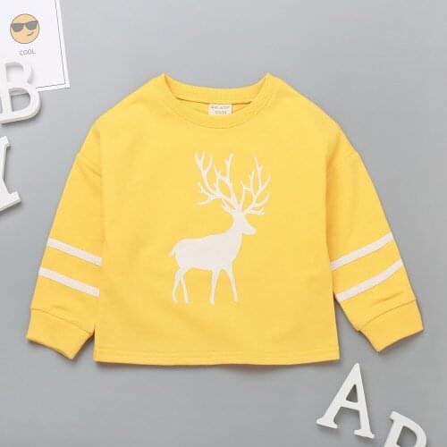 27Kids Autumn Girls Full sleeve T Shirt Cotton Boys Fashion Deer Top Spring Children Clothe O-neck Tops