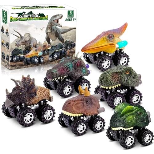 Dinosaur Toys for 3 Year Old Boys, Pull Back Dinosaur Toys for 5 Year Old Boy 6 Pack Set Car Toys for 4 Year Old Boys Gifts