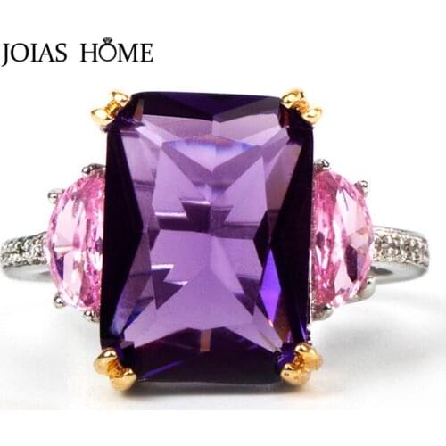 JoiasHome Amethyst Gemstone Women Ring With 1.1*1.4cm Gemstones Anniversary Gift For Charm Ladies Love Wholesale Size 6-10