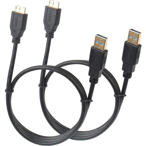 2 Pack USB 3.0 A to Micro B Cable Male to Male 3Feet Compatible External Hard Drive, HD Camera, Charging For Samsung Galaxy S5