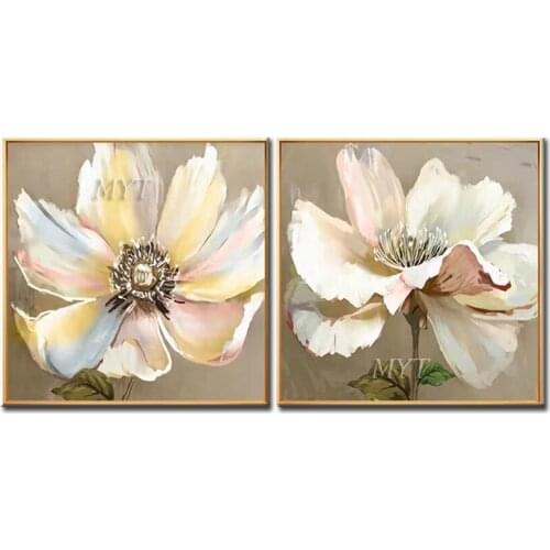 Frameless 2 PCS Flowers Oil Paintings On Canvas 100% Handmade Color Painting Art Modern Artwork Home Wall Decoration Unframed