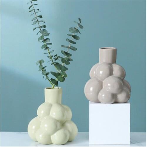 Nordic Ceramics Grape Shape Creative Vase Decorative Bottle Dried Flowers Flower Vase Decor For Home Decoracion Ornaments
