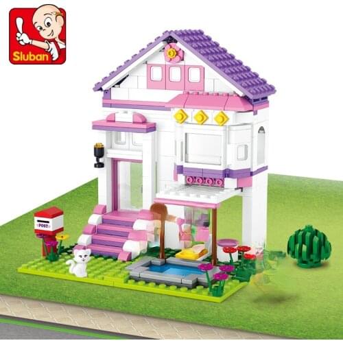 Sluban Building Block Girl Dream Friends Pool Villa 291pcs Educational Bricks boy Toy christmas birthday Gifts