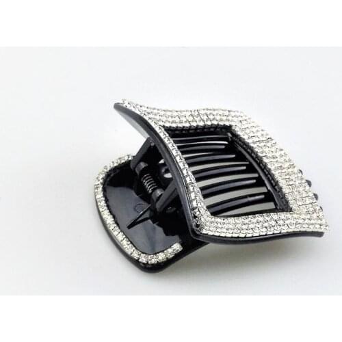 Crystal Lady Square Hair Claw Clips Clamps Jewelry Pin Salon Hairdressing