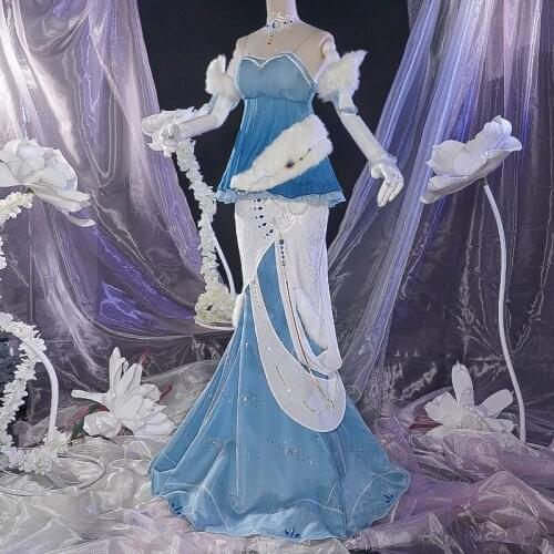 HOT!Game Arena Of Valor Wang Zhaojun Elegant Party Suit Gorgeous Dinner Dress Cosplay Costume H