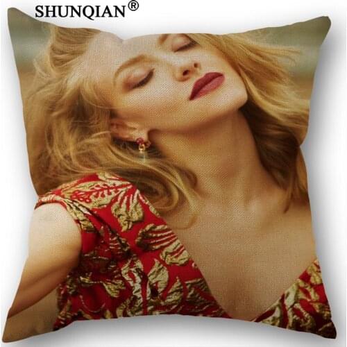 Linen Cotton Pillowcase Amanda Seyfried Printed Pillow Cover Home Textiles Decorative Pillowcase Customize Gift 45x45cm one side