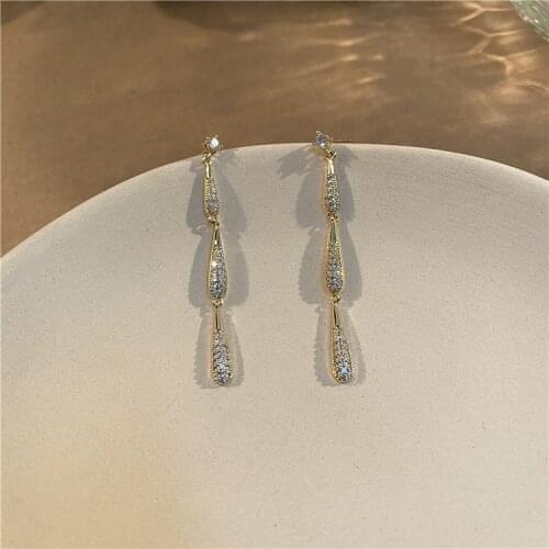 Fashion Long Tassels Micro Zircon Pendant Silver Needle Earring For Female Jewelry Vintage Ear Stud Girl Earrings 2021 Trend