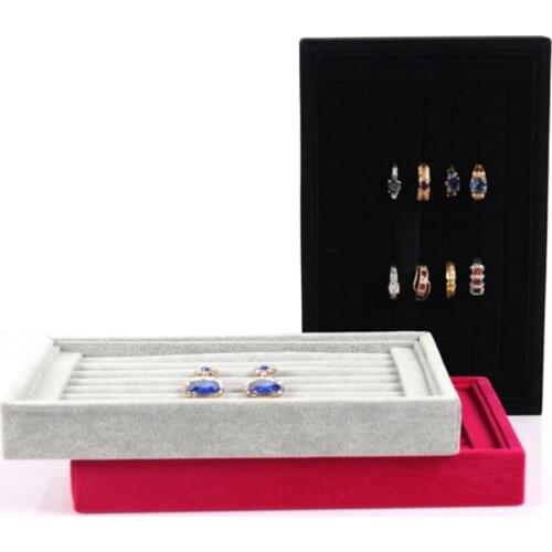 Fashion Portable Velvet Jewelry Ring Jewelry Display Organizer Box Tray Holder Earring Jewelry Storage Showcase