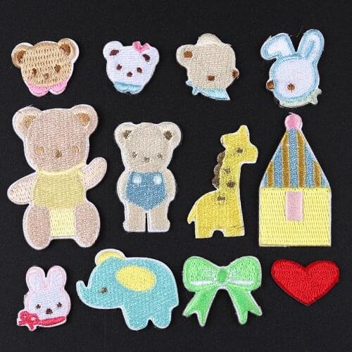 Anime Animal Rabbit Bear Embroidery Patch DIY Embroidered Patches For Clothing Cartoon Patch Iron on Patches Clothes Parches
